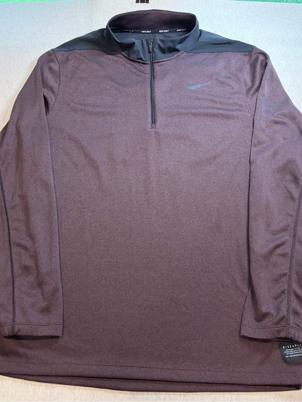 MEN'S NIKE GOLF 1/4-ZIP LIGHTWEIGHT LONG SLEEVE PULLOVER SZ XL MAROON/BLACK